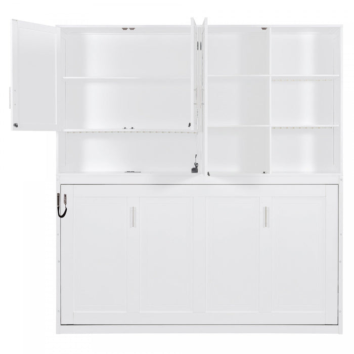 Ethan Space-Saving Murphy Bed with Storage and Foldable Design,Twin Size,White Twin Bed  