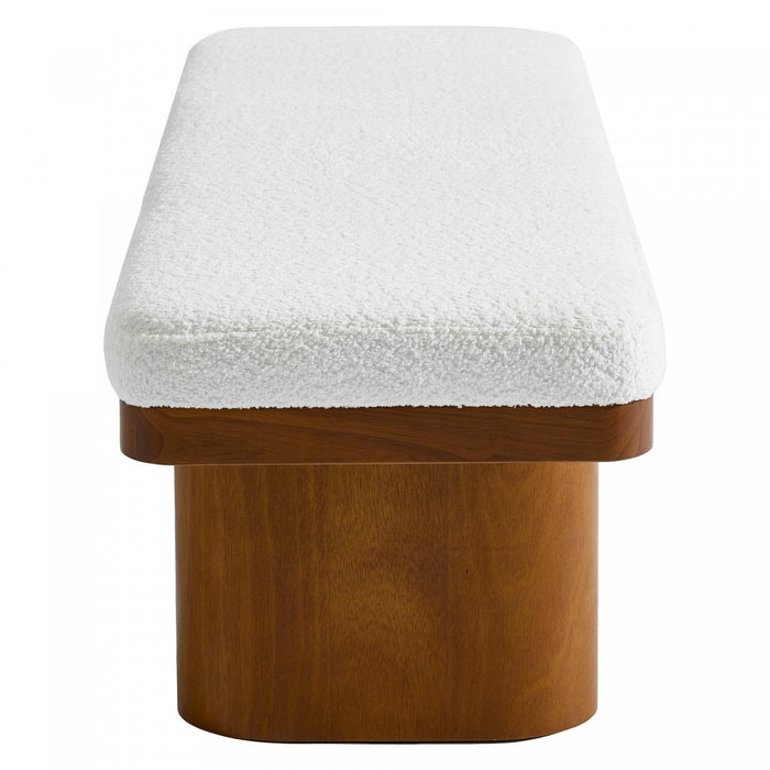 Olivia 47.5\" Wood Bed Bench Ottoman with Teddy Velvet Upholstery and Wooden Legs,Brown  