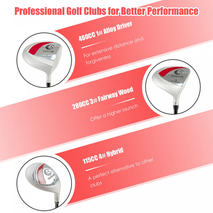 Ladies Womens Complete Golf Clubs Set 10 Pieces Includes Alloy Driver Red