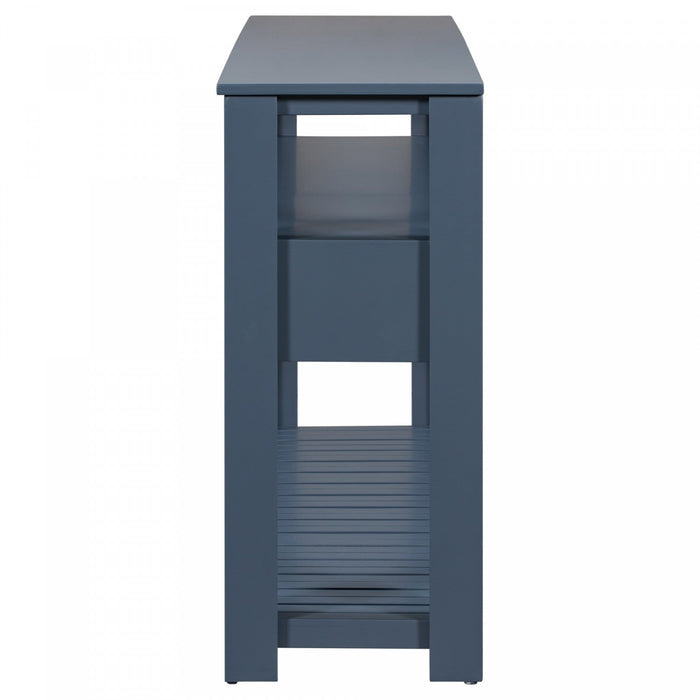 Ava 62.2'' Large Entryway Table with Drawers and Open Shelves,Navy Blue Sofa Table  