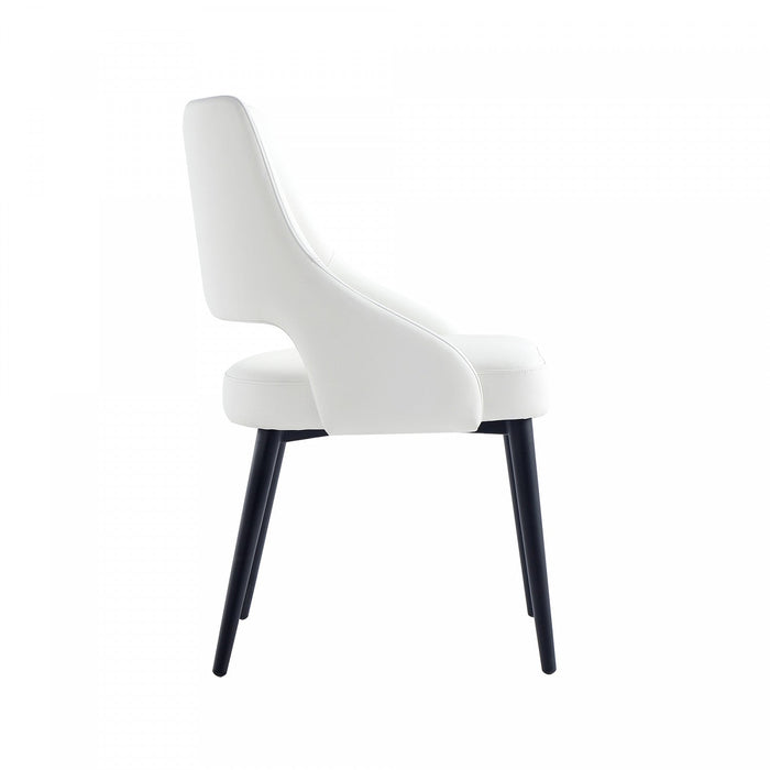Tremont Modern Metal Vegan Leather Dining Chair in White 