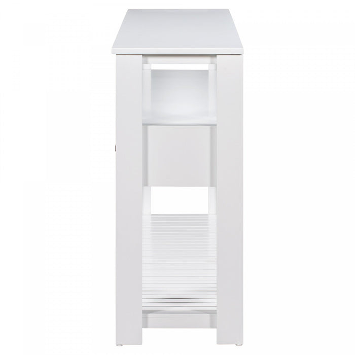 Ava 62.2'' Large Entryway Table with Drawers and Open Shelves,White Sofa Table  