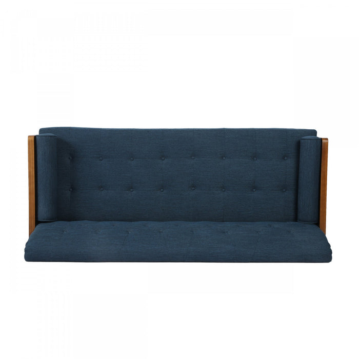 Aidan 3-seater Tufted Fabric Sofa With Foam Cushions - Navy Blue 