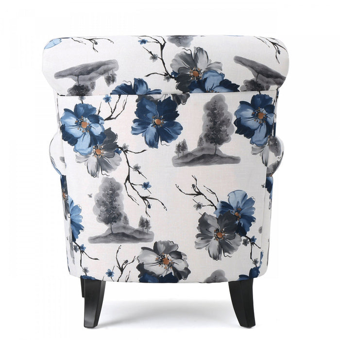 Pansy Floral Fabric Upholstered Accent Chair With Flared Arms And Wooden Legs,flower 