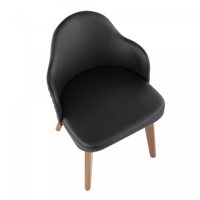 LumiSource Ahoy Faux Leather Mid-Century Dining Chair - Walnut/Black