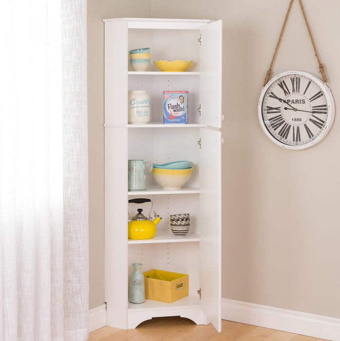 Elite Tall 2-Door Corner Storage Cabinet - White