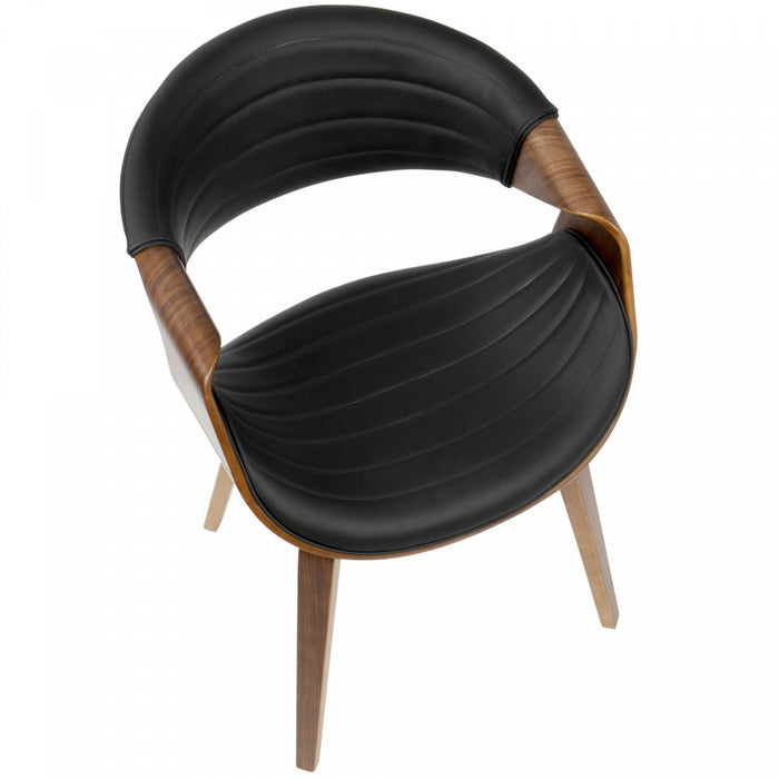 LumiSource Symphony Faux Leather Mid-Century Modern Dining Accent Chair - Walnut/Black
