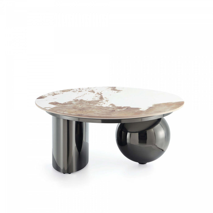 Laurel Modern Glam Sintered Stone Top Coffee Table in Black 