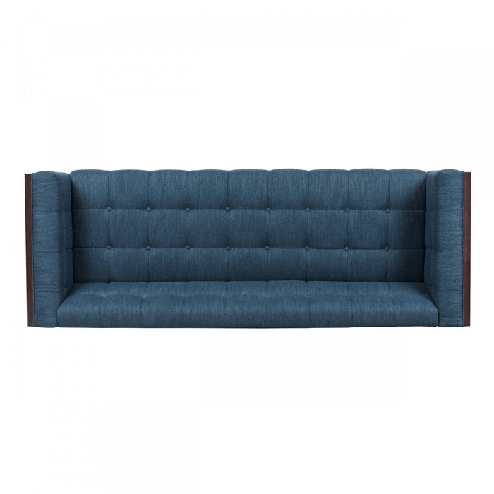 Dana 3-seater Tufted Fabric Sofa With Birch Wood Frame - Navy Blue 