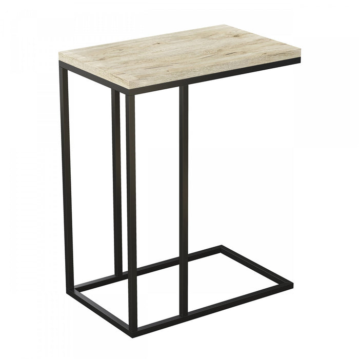 19” C-Shaped Reclaimed Wood End Table With Metal Frame 