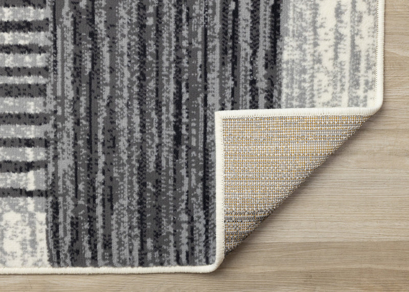 Forte White Grey Black Modern Striped Patches Area Rug - 5'3\" x 7'5\"