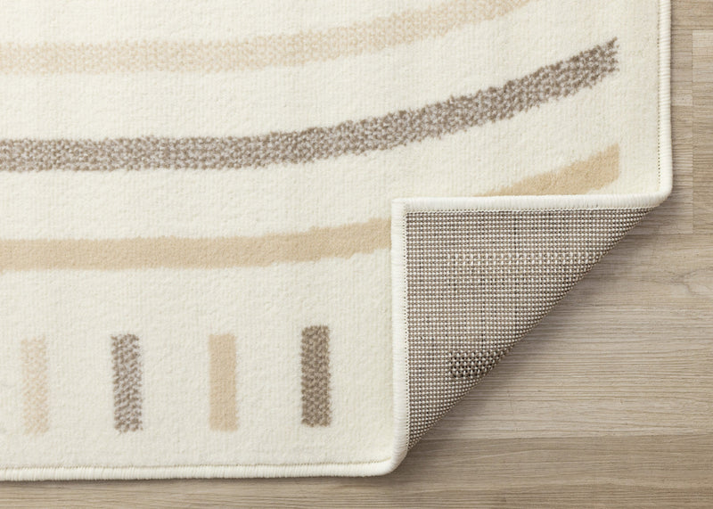 Forte Cream Beige Brown Curvy Lines Area Rug - 7'9\" x 10'6\"