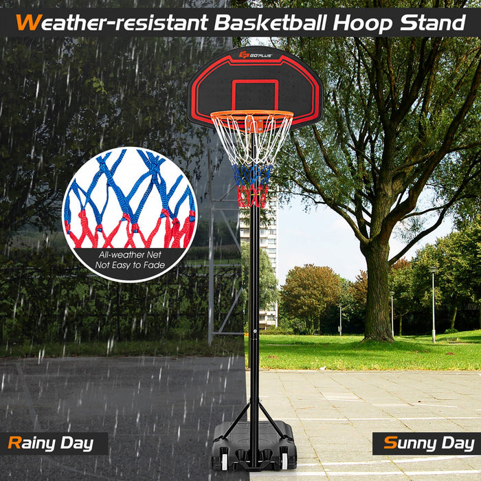 Costway Adjustable Kids Basketball Hoop Stand W/tough Net Shatterproof Backboard Wheel