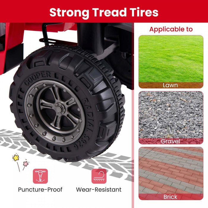 Costway Kids Ride On Electric Atv 6v 4-wheeler Quad Car With One-button Start Tread Tires Red