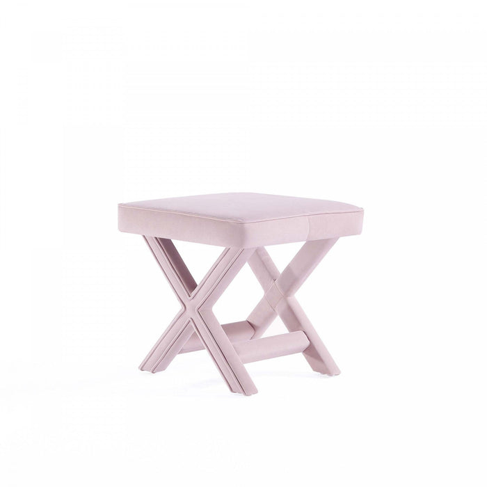 Abigail Mid-Century Modern Upholstered Velvet Accent Bench in Pink 