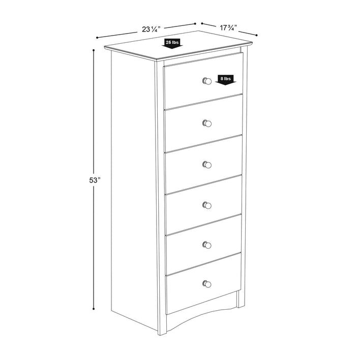 Sonoma Tall 6-Drawer Chest - Black