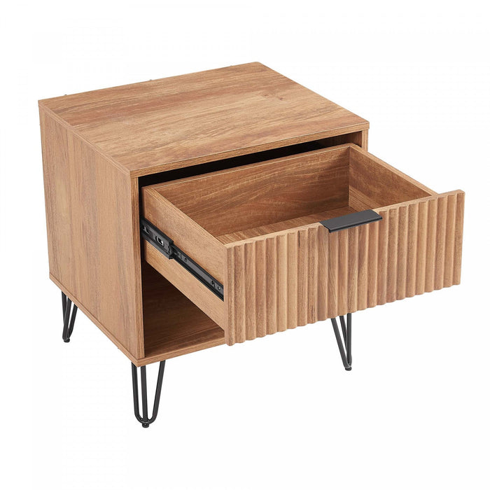 Dumbo Modern 20\" Fluted Nightstand in Golden Brown (1-Drawer) - Set of 2 