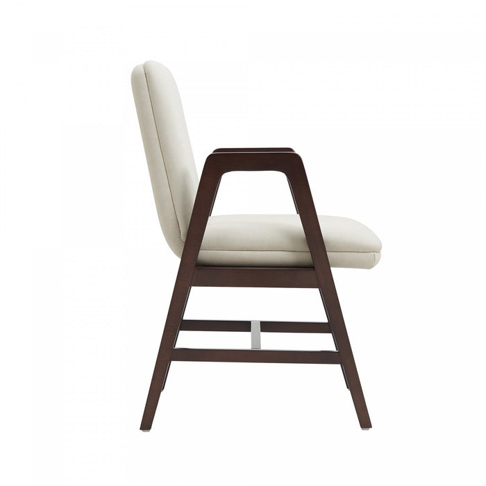 Stella Modern Wood Velvet Armchair in Cream 