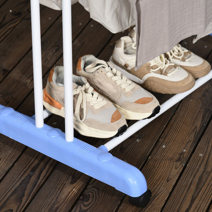 Homcom Foldable Clothes Drying Rack With 2 Side Wings 4 Castors