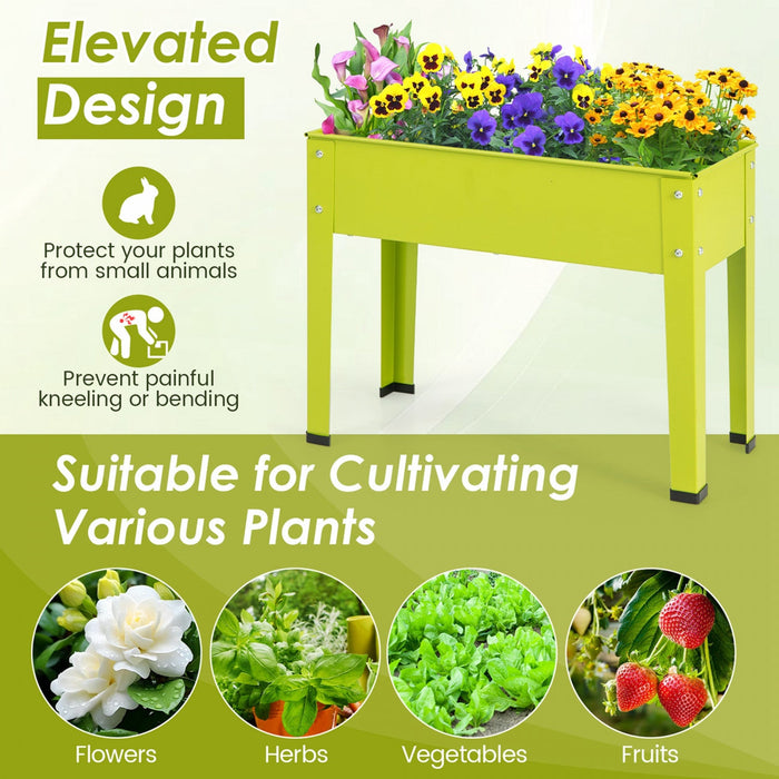 Costway 24" Raised Garden Bed With Legs Metal Elevated Planter Box Drainage Hole Backyard Green