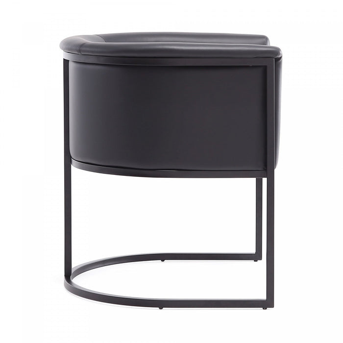 Cosmopolitan Mid-Century Modern Vegan Leather Metal Dining Chair in Black - Set of 2 
