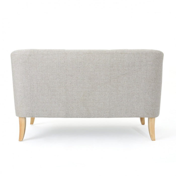 Zona Linen-look Fabric Loveseat With Flared Wood Legs - Beige 