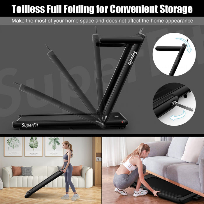 Superfit 2.25hp 2 In 1 Folding Treadmill Remote Control W/ App Control Speaker Black