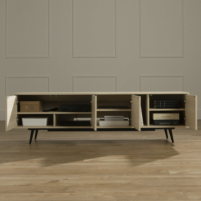 Oxford 71\" TV Stand with Doors - Bleached Oak & Light Beige
