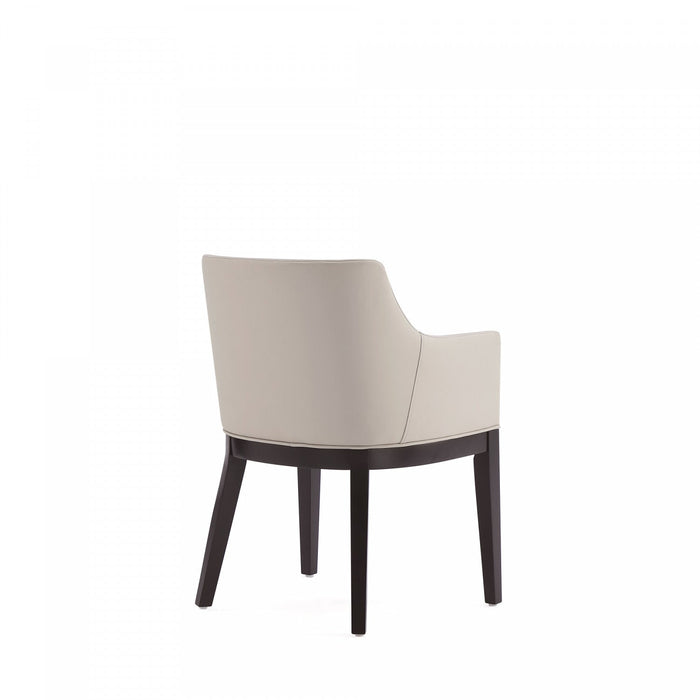 Gansevoort Modern Wood Vegan Leather Armchair in Stone Gray - Set of 2 Dining Chair 