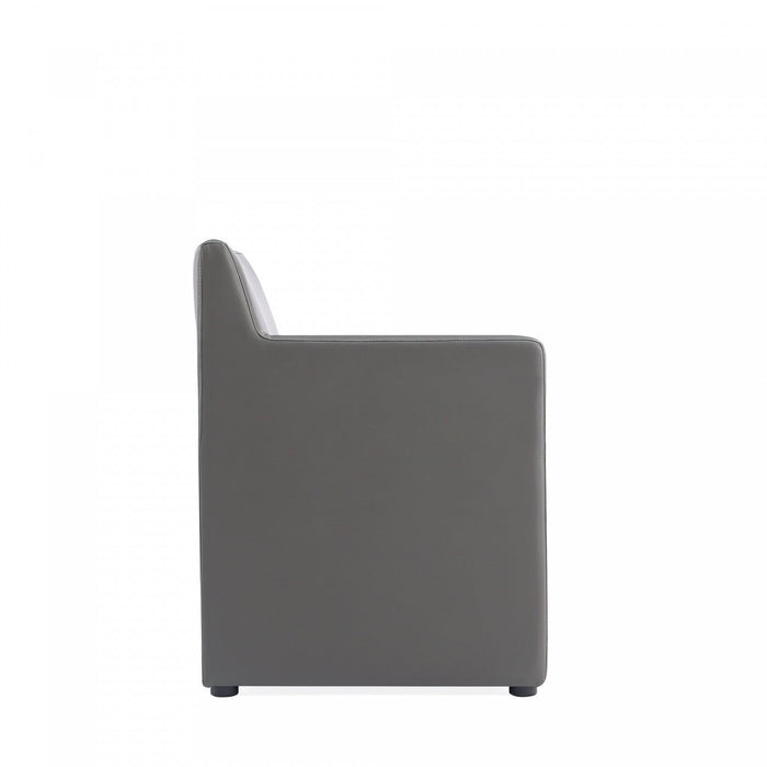 Anna Square Modern Vegan Leather Armchair in Graphite - Set of 2 