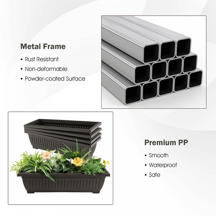 Costway 2pcs 5 Ft 4-tier Vertical Raised Garden Bed Elevated Planter W/4 Container Boxes