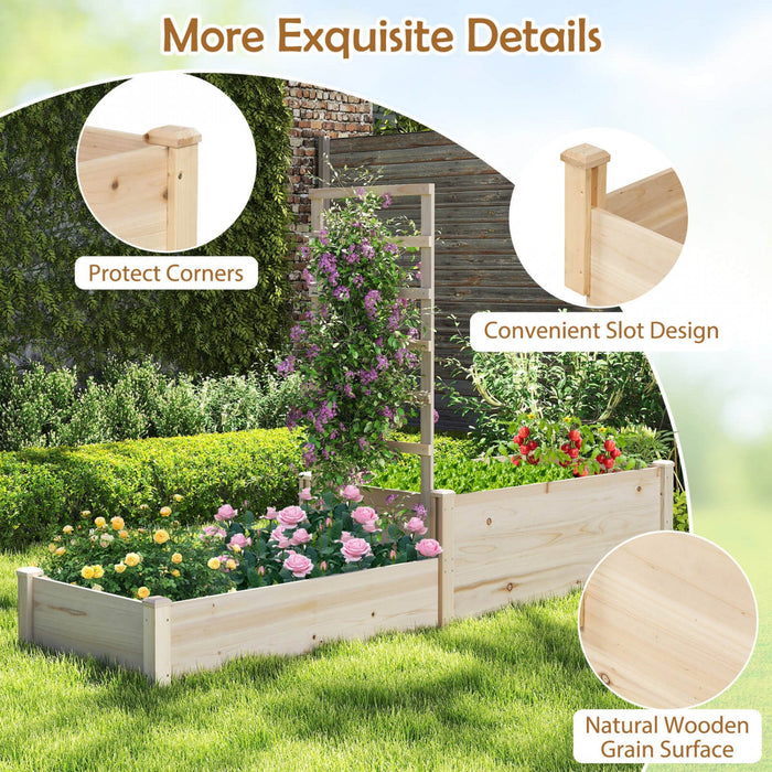 Costway 87" Raised Garden Bed With Trellis 2 Planter Boxes Open-ended Base For Patio