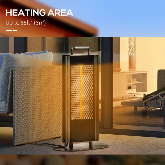 Outsunny Electric Patio Heater With Ultra-low Glare And 6 Heat Settings, 1200w Aluminium Alloy Frees