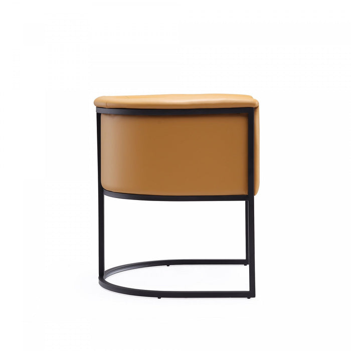 Cosmopolitan Mid-Century Modern Vegan Leather Metal Dining Chair in Camel - Set of 2 
