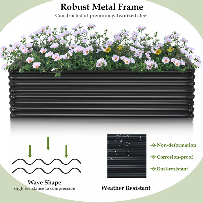 Costway 2 Pcs Galvanized Raised Garden Bed Outdoor Planter Box Firewood Rack Log Holder