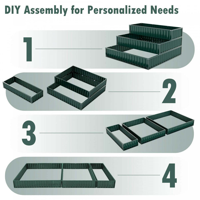 Costway 1 Pcs 3-tier Raised Garden Bed,47" X 47" X 24" Metal Outdoor Elevated Planter Box Green