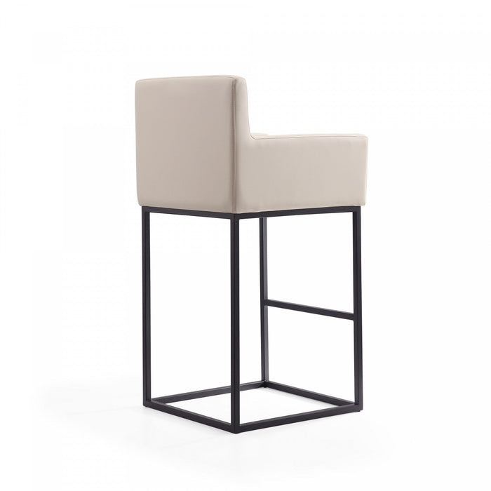 Ambassador Mid-Century Modern Metal Upholstered Barstool in Cream - Set of 2 Bar Stool 