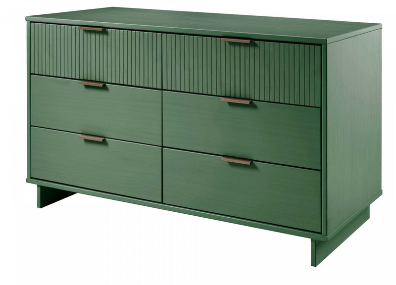 Granville Modern 55\" Dresser in Sage Green (6-Drawer) 