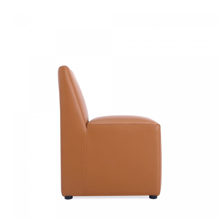 Anna Square Modern Vegan Leather Dining Chair in Saddle Brown - Set of 2 