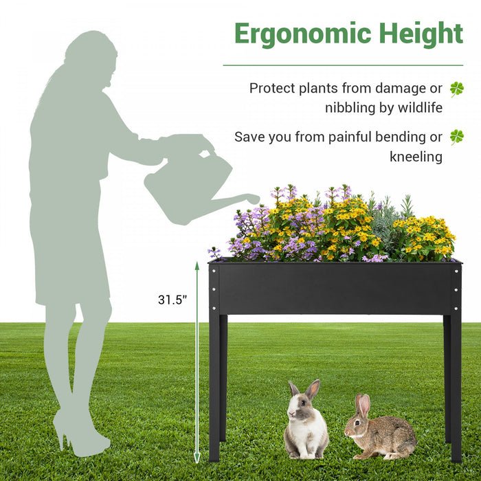 Costway 40" Raised Garden Bed With Legs Metal Elevated Planter Box Drainage Hole Backyard