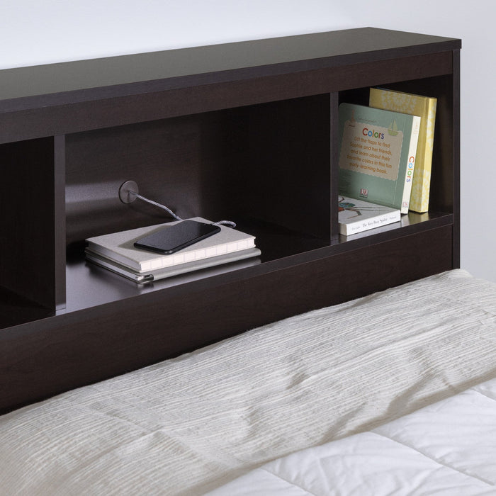 Spark Bookcase Headboard With Storage - Chocolate  