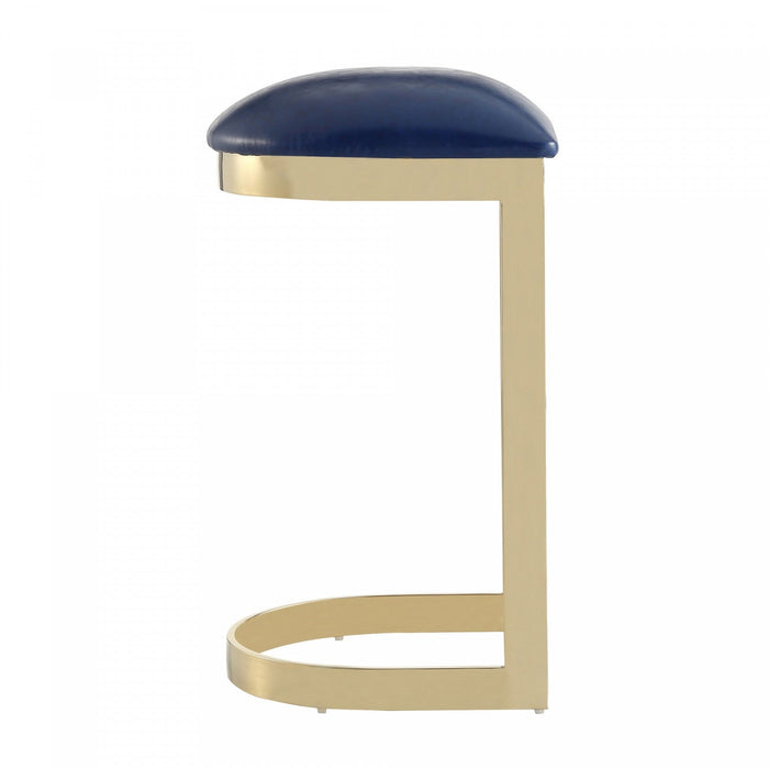Aura Modern Metal Upholstered Barstool in Blue - Set of 2 Bar Stool 