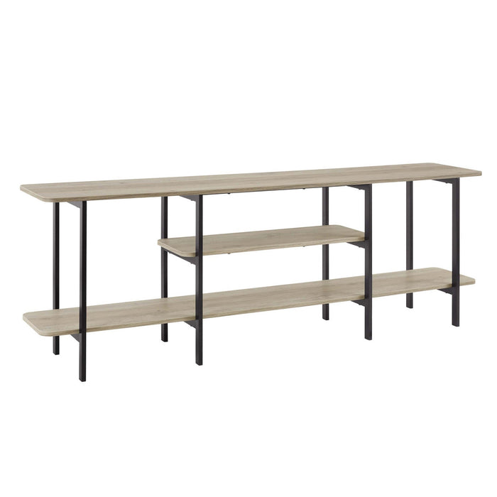 Celine Contemporary Modern 71\" Console Table in Rustic Gray (3-Shelf) 