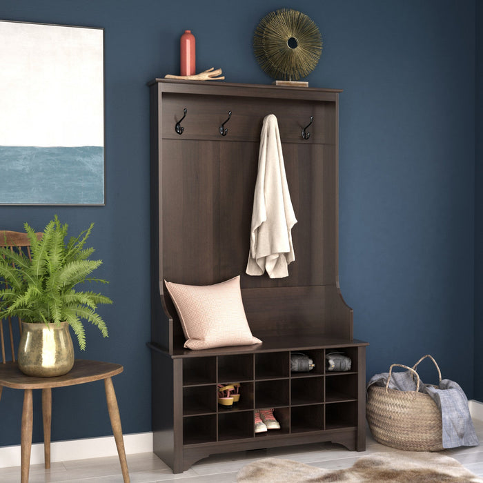 Hall Tree with Shoe Storage - Espresso