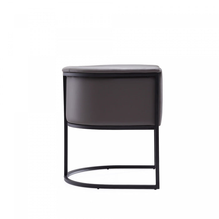 Cosmopolitan Mid-Century Modern Vegan Leather Metal Dining Chair in Graphite - Set of 2 