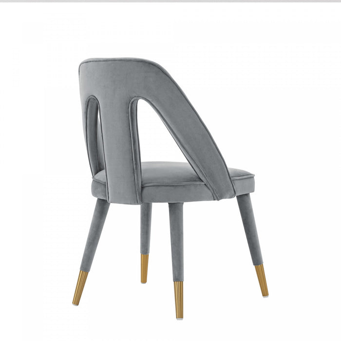 Neda Modern Upholstered Velvet Dining Chair in Gray - Set of 2 