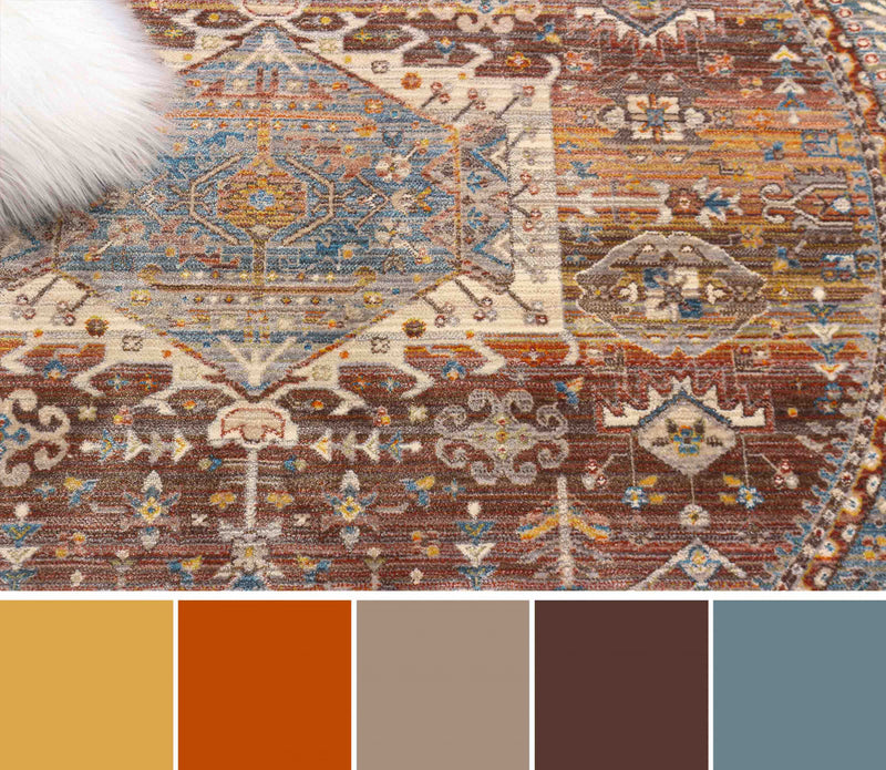 Dulce Traditional 5'0\" x Area Rug in Multi Indoor Area Rug 