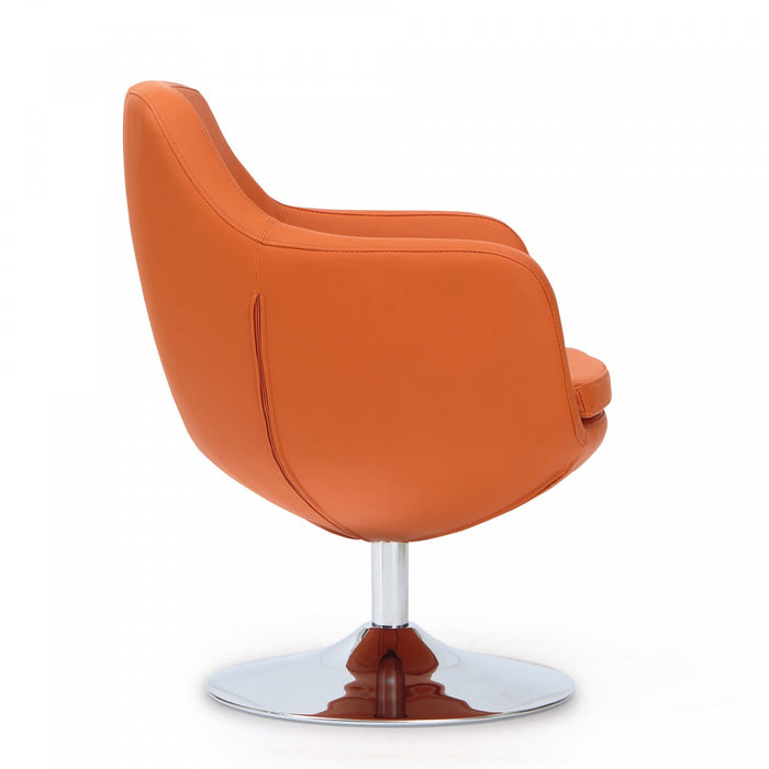 Caisson Modern Upholstered Swivel Lounge Chair in Orange - Set of 2 