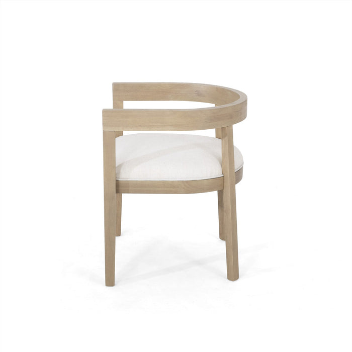 Tina Dining Arm Chairs Set Of 2 With Upholstery Fabric,open Back Style - Beige 