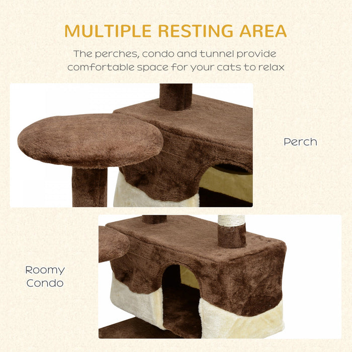 Pawhut 52\" Cat Tree Tower, Large Cat Condo Furniture Multi-level Activity Center With Scratching Pos
